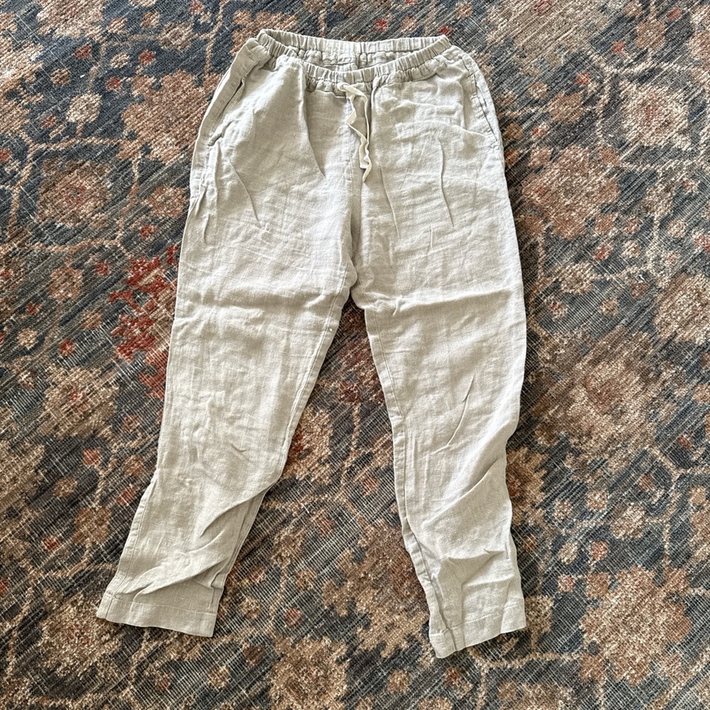 notPERFECTLINEN Women's Linen Joggers - Light Gray